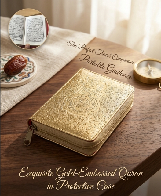 The holy quran arabic pocket size - (golden zipped case) (14x10cm)